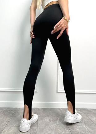 ❤️ жіночі стильні однотонні чорні лосіни легінси ❤️ зі штрипками батальні розміри