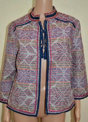 Піджак кардиган в етно стилі з вишивкою та китицями