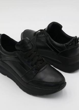 Кроссовки женские кожаные чёрные размеры с 36 по 41 .medium    код-( 191)
