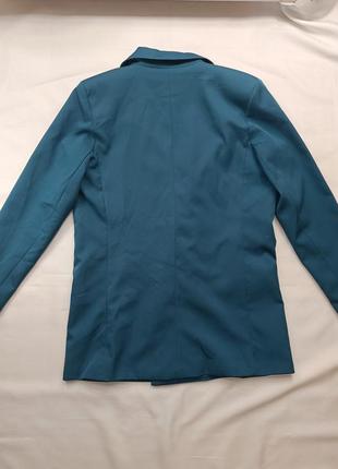 Жіночий  бірюзовий синій оверсайз двобортний піджак gemo5 фото
