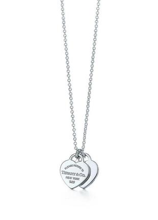 Элегантное серебряное ожерелье с подвойным сердцем double heart pendant necklace от tiffany & co: нежность в к