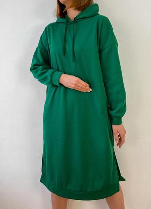 Зелена сукня - худі довжини міді1 фото