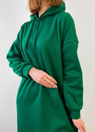 Зелена сукня - худі довжини міді3 фото