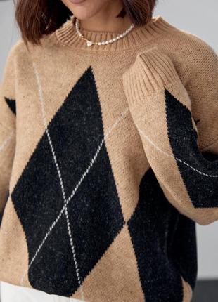 Вязаный джемпер в ромбы