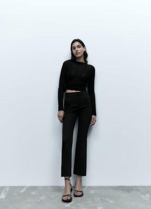 Стрейтч брюки штани кльош вкорочені zara mini flare trousers