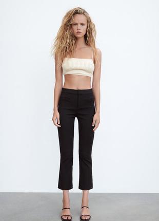 Маленькие брюки брюки клеш укороченные zara mini flare trousers3 фото