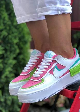 Nike air force 1 shadow white pink, жіночі кросівки найк