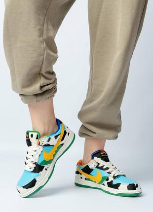 Жіночі кросівки nike sb dunk low ben jerry’s chunky dunky / найк данк / демісезонні / весняні, літні, осінні / шкіра, текстиль / білі, чорні