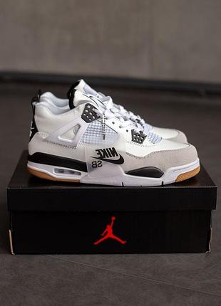 Мужские кроссовки jordan retro 4 white/black