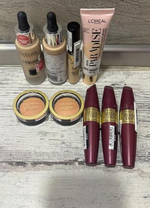 Тущ max factor, l’oréal тональный крем , evelin тональный крем, румяна , корректор max factor