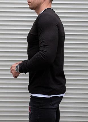 Мужская футболка с длинным рукавом лонгслив черный повседневный4 фото