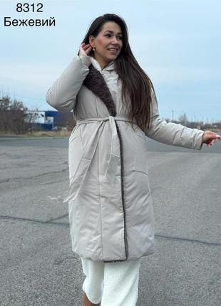 Курточка длинная женская зима 44-502 фото
