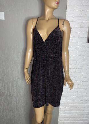 Блестящее коктейльное платье с люрексом большого размера батал boohoo, xxxxl 58р
