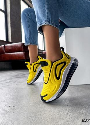 Желтые женские кроссовки на высокой подошве утолщенной10 фото