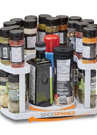 Поворотный органайзер для специй, приправ, соусов.  подставка-поднос двухуровневая для кухни вращающаяся