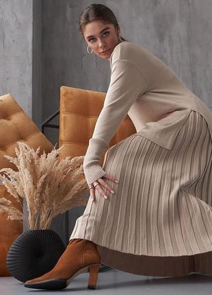 Тепленькая юбка-миди (с добавлением шерсти)фабричный китай🇨🇳7 фото