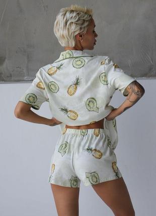 Пижама женская шорты и рубашка на пуговицах "pineapple" (арт.1551)3 фото