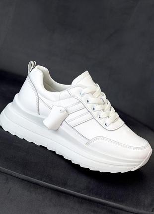 Кожаные белые кроссовки