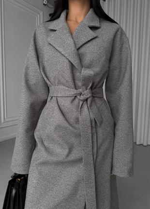 Кашемировое пальто миди в стиле old money премиум сегмент xs s m l ⚜️ кашемировое макси пальто на запах с поясом графит/серый2 фото
