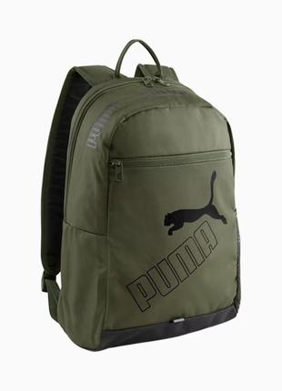 Рюкзак спортивний puma phase backpack ii 079952 03 (зелений, м'які ремені, об'єм 21 літр, бренд пуму)