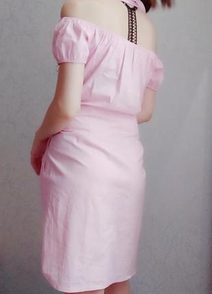 Нежно-розовое платье рубашка 🌿с опущенными плечами4 фото