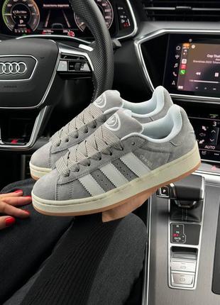 Жіночі кросівки adidas originals campus / адідас кампус / демісезонні / весняні, літні, осінні / взуття / замша / білі, сірі, бежеві