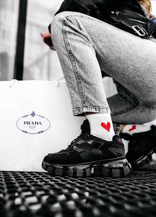 Женские кроссовки prada cloudbust thunder "black"5 фото