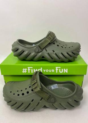 Crocs echo clog army green зеленые хаки кроксы