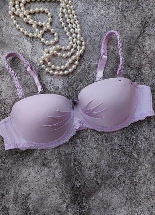 85b бузковий гладкий бюстгальтер балконет без пушап janina