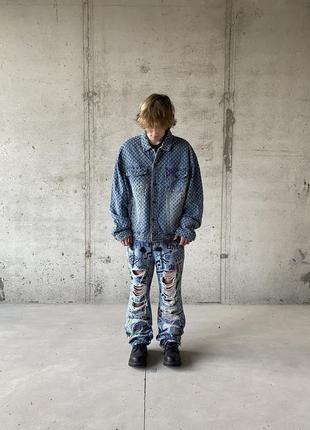 Jaded london distressed denim jacket streetwear y2k sk8
