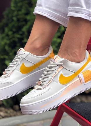 Nike air force 1 shadow white yellow, кросівки жіночі найк1 фото