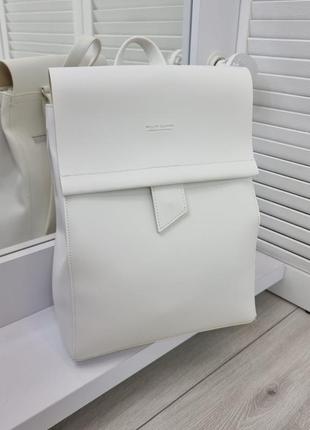 Женский шикарный и качественный рюкзак сумка для девушек из эко кожи белый2 фото