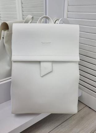 Женский шикарный и качественный рюкзак сумка для девушек из эко кожи белый4 фото
