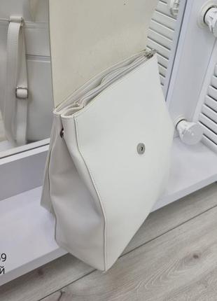 Женский шикарный и качественный рюкзак сумка для девушек из эко кожи белый8 фото