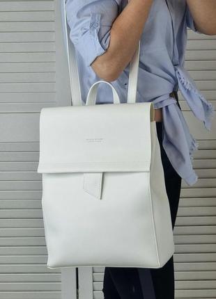 Женский шикарный и качественный рюкзак сумка для девушек из эко кожи белый3 фото