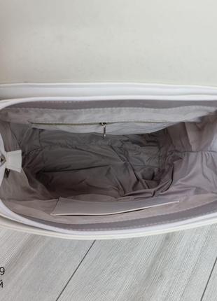Женский шикарный и качественный рюкзак сумка для девушек из эко кожи белый9 фото