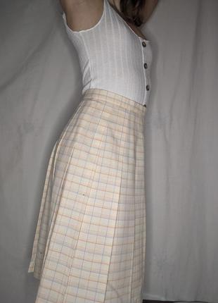 Базовая классическая теплая миди юбка в клетку винтаж ретро