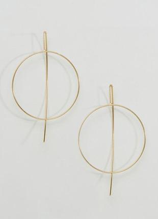 Золотисті сережки-протяжки asos,сережки кільця, золоті сережки-ланцюжка asos1 фото