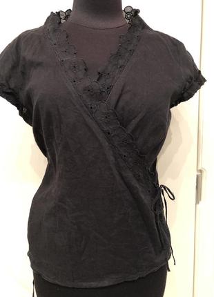 H&m чорна блузка на запах. 100% cotton