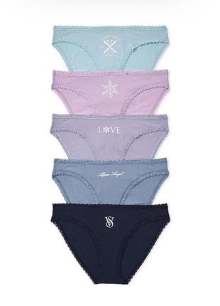 Набір трусиків сліпи жіночі victoria's secret m 5 шт різнокольорові
