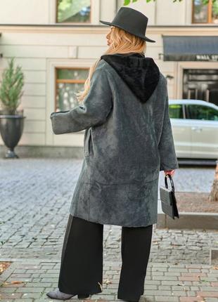 Модное женское пальто с альпаки батал 58 по 66 размер5 фото