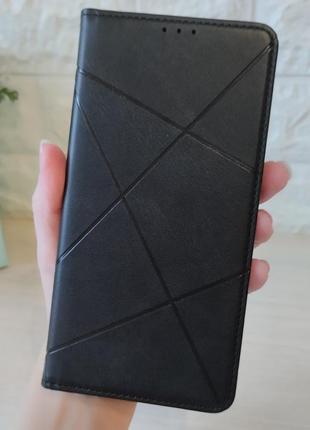 Чехол для poco x5 pro 5g кожаная книжка подставка с магнитом business leather  (черный)2 фото