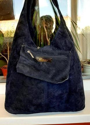 Вместительная кожаная сумка " borse in pelle " италия. оригинал.