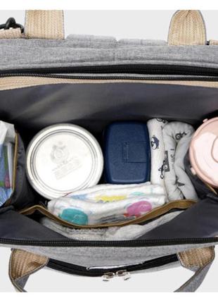 Сумка-рюкзак для мам mommy bag 3 в 1 рюкзак, органайзер, сумка - ліжко складане для малюка синій5 фото