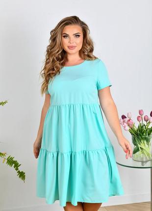 Легкое ментоловое платье 3590