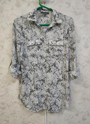 Лёгкая красивая удлинённая блузка рубашка primark мраморная расцветка7 фото