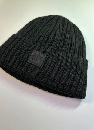 Мужская шапка stone island черная, стильная брендовая шапка стон айленд3 фото