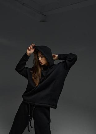 Худі жіноче чорне oversize 2