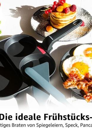 Endusor fried egg pan (21 см) – сковорода для завтрака 3 части с антипригарным покрытием для индукционной газо2 фото