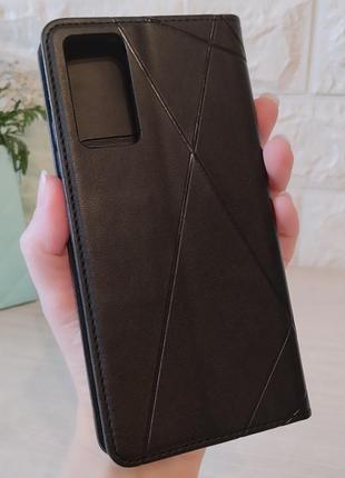 Чехол для poco x5 pro 5g кожаная книжка подставка с магнитом business leather  (черный)3 фото